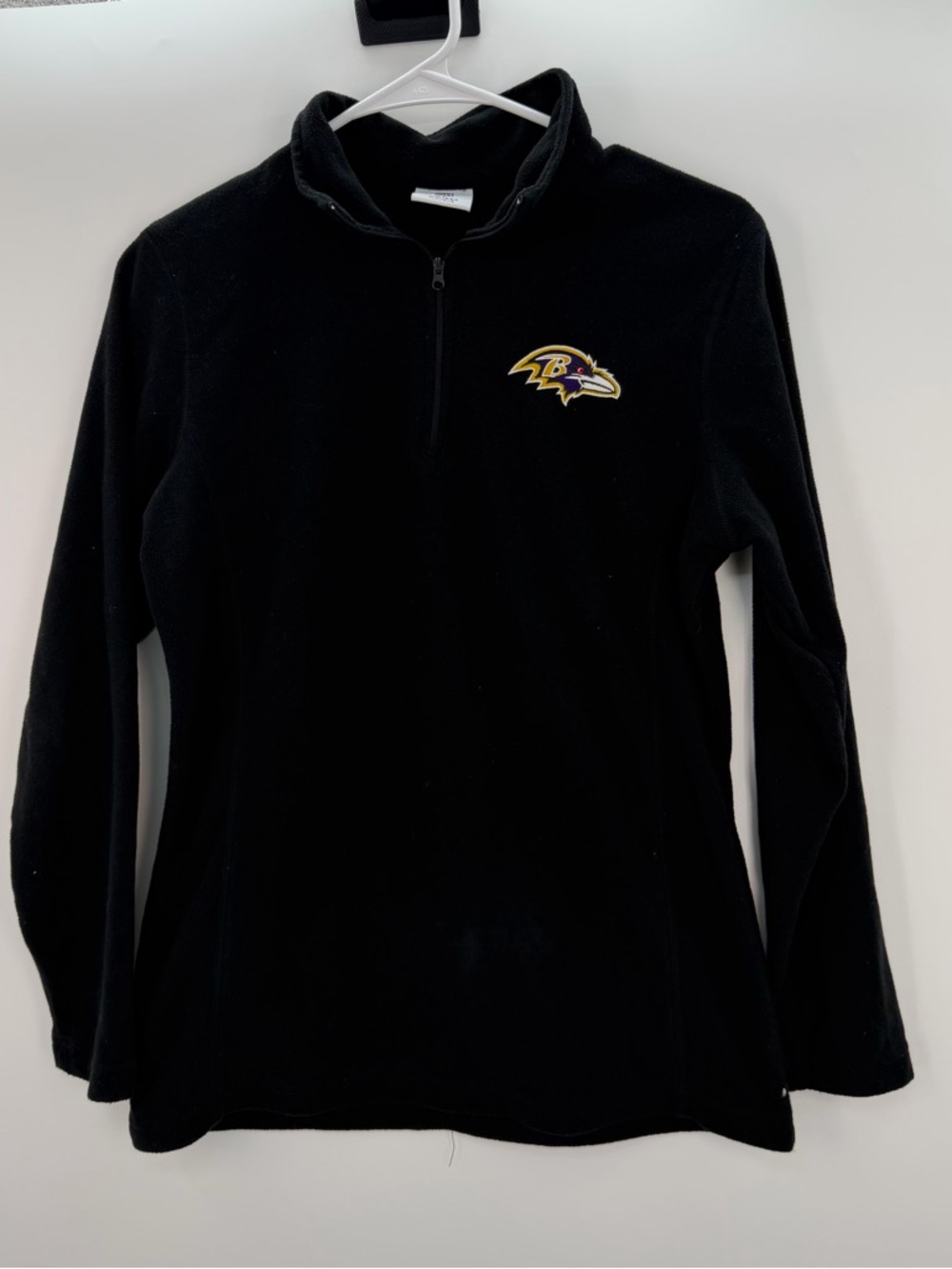 NFL Black Women's Quarter-Zip Pullover with Purple & Gold Ravens Logo